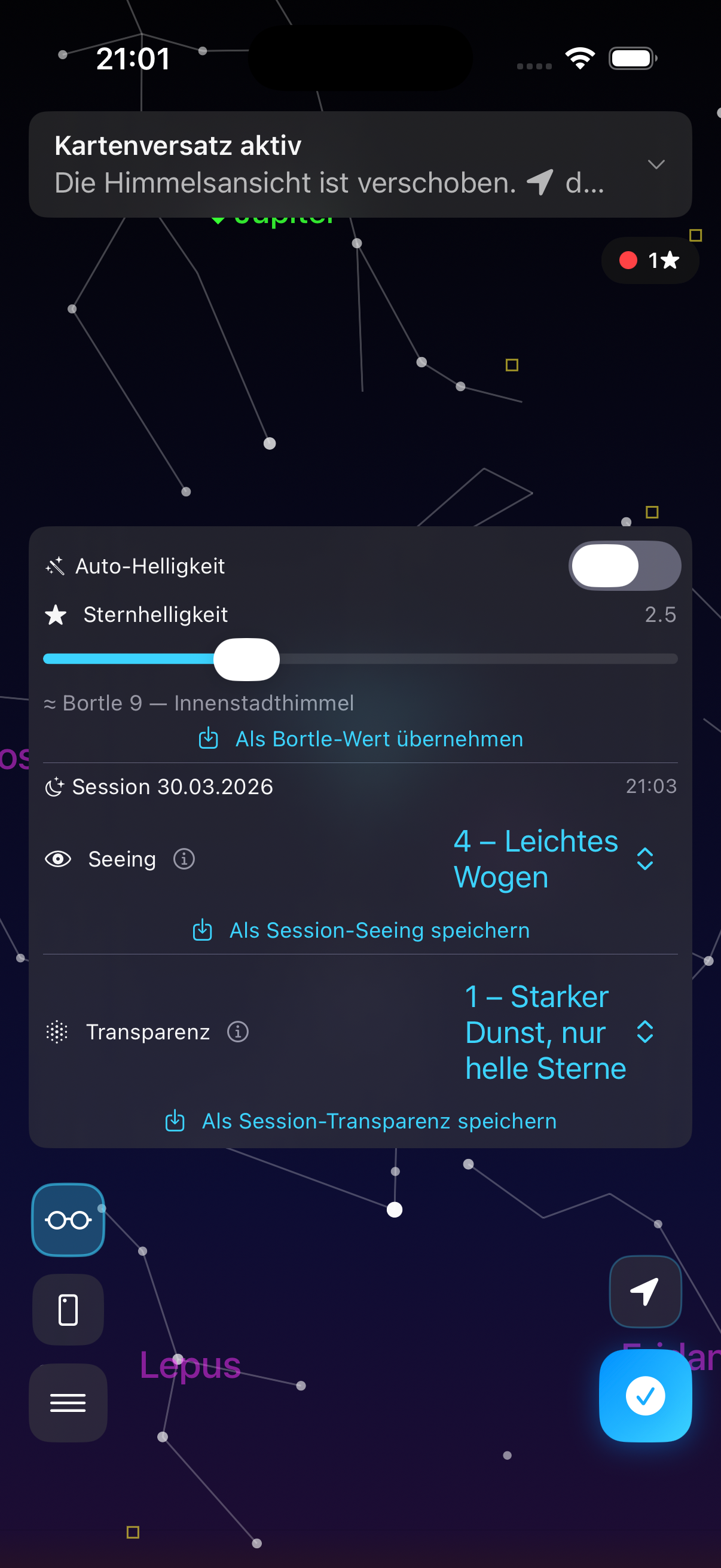 Sichtbarkeitsbedingungen